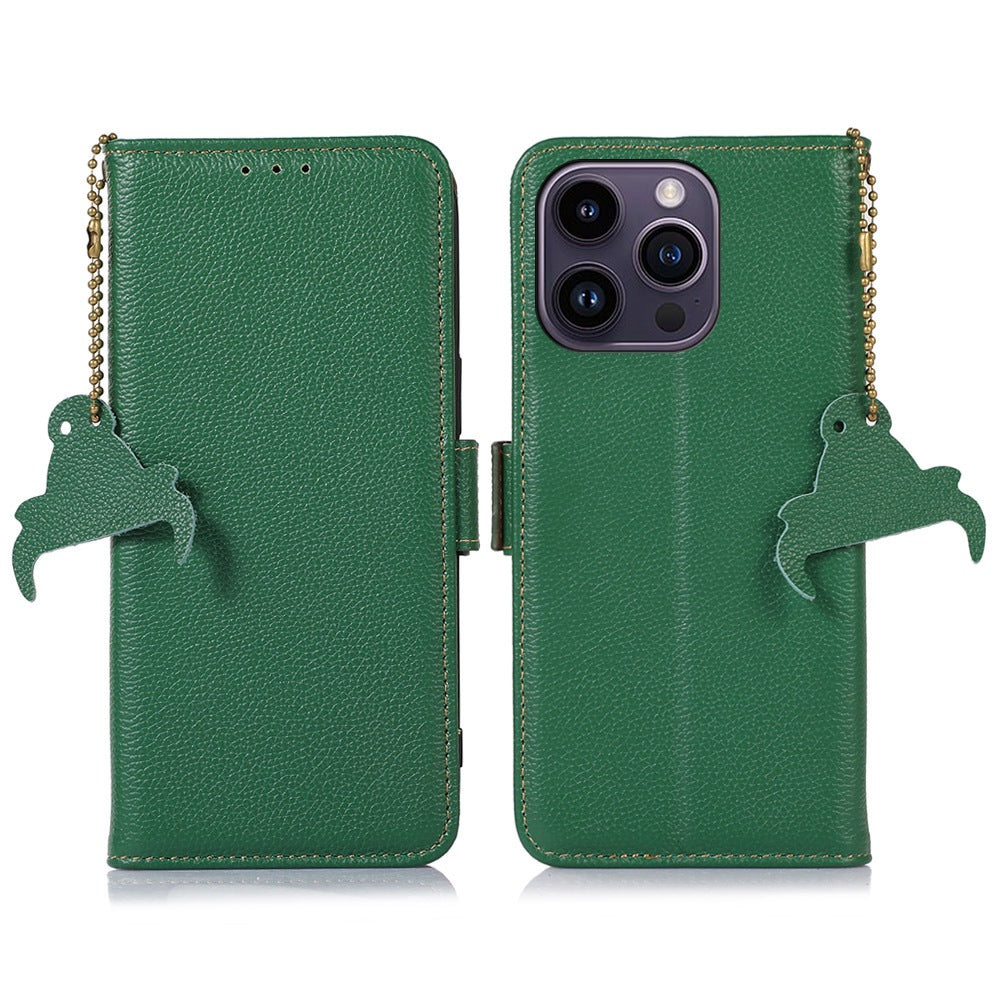 Pro iPhone 15 Pro Max originální pouzdro na telefon z hovězí kůže Kryt na peněženku s blokováním RFID Pro iPhone 15 Pro Max originální pouzdro na telefon z hovězí kůže Kryt na peněženku s blokováním RFID